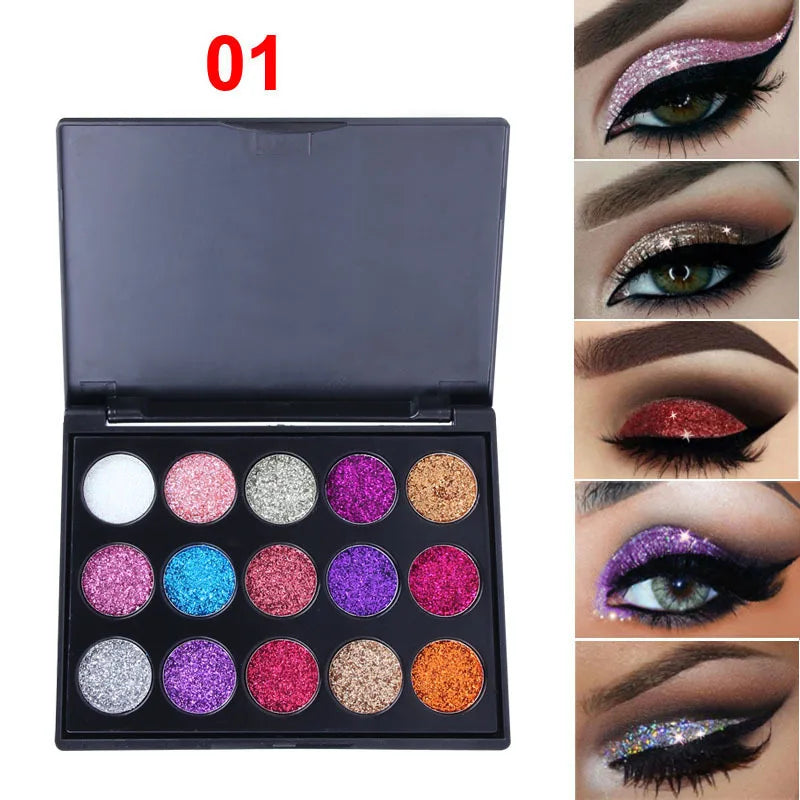 15 Color Sparkle Eyeshadow Palette