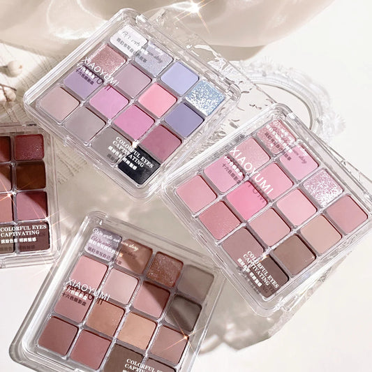 16-Color Eyeshadow Palette -  Matte & Shimmer Finishes with Pink, Brown