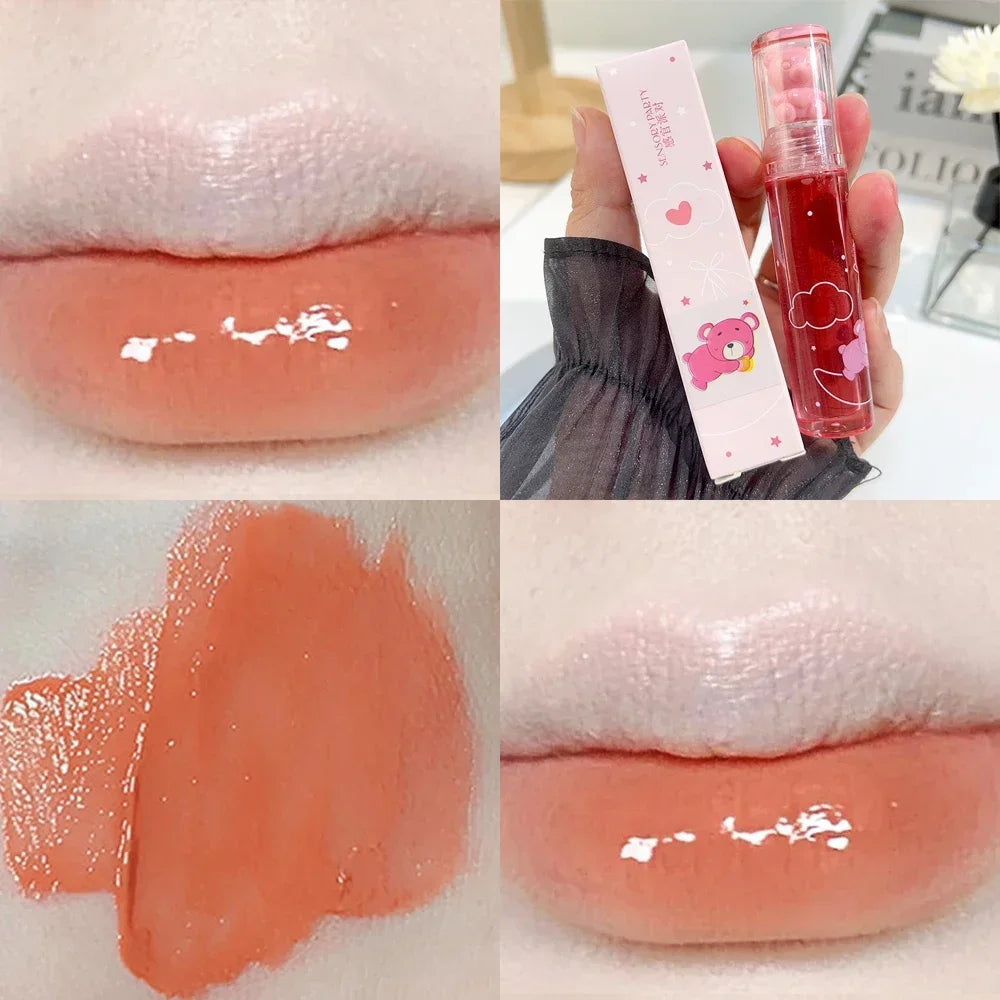 Cute Pink Bear Water Light Lip Gloss