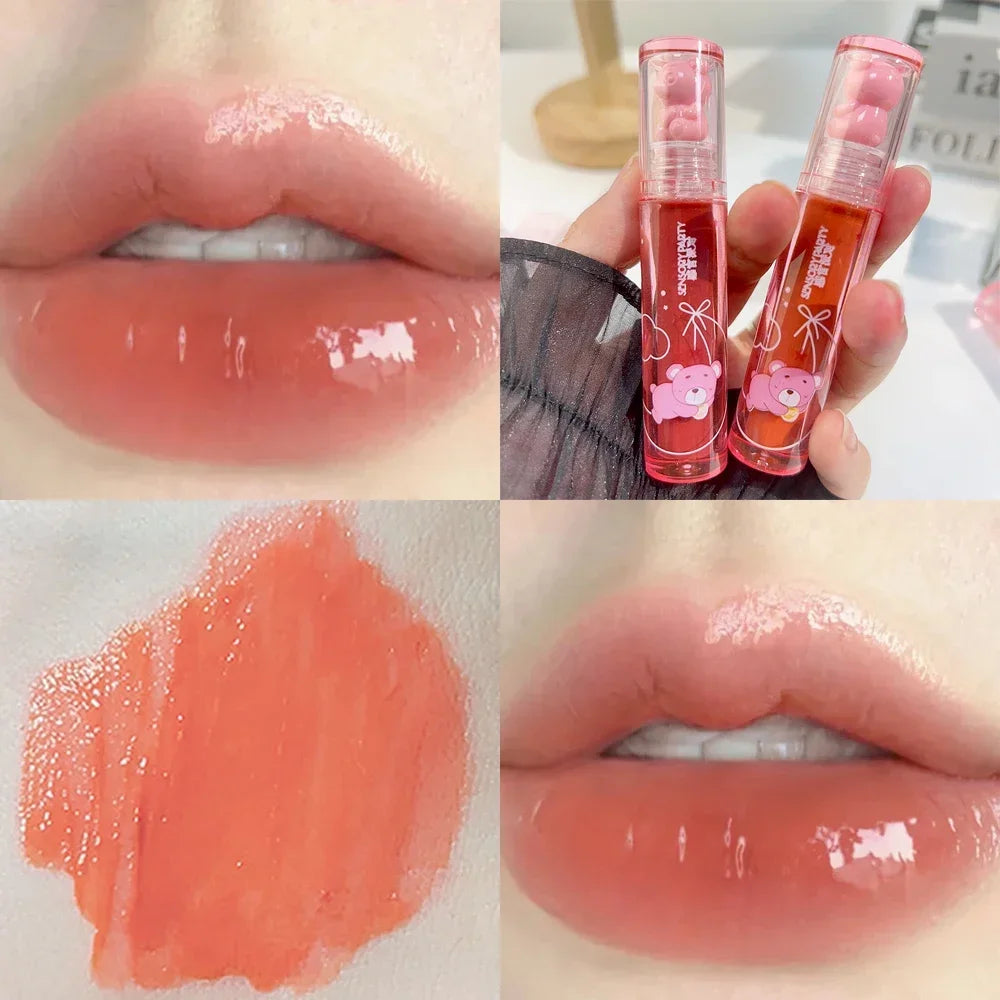 Cute Pink Bear Water Light Lip Gloss