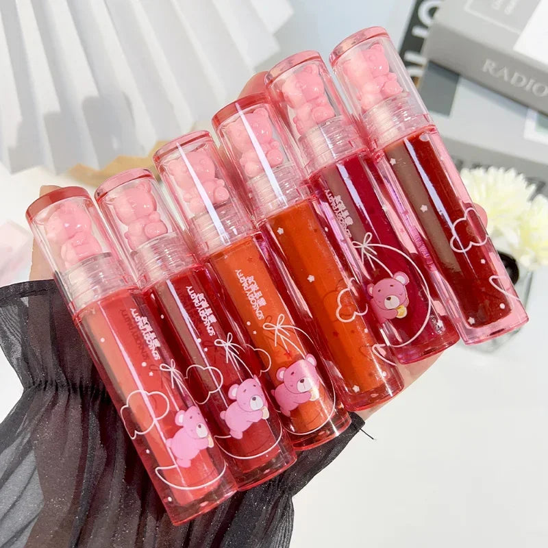 Cute Pink Bear Water Light Lip Gloss
