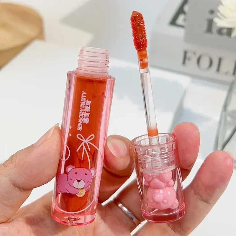 Cute Pink Bear Water Light Lip Gloss