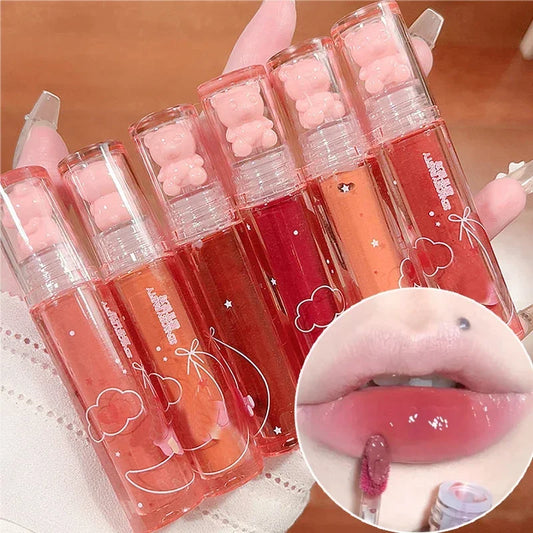 Cute Pink Bear Water Light Lip Gloss