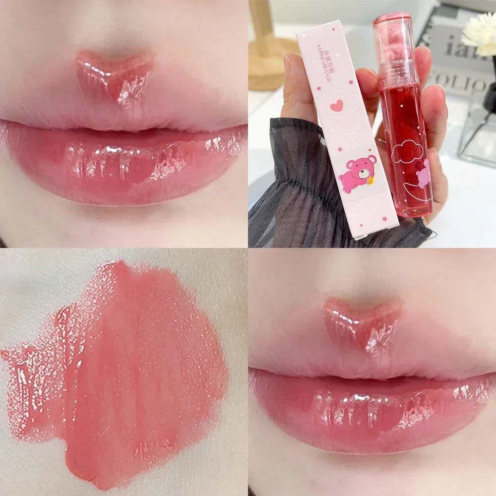 Cute Pink Bear Water Light Lip Gloss