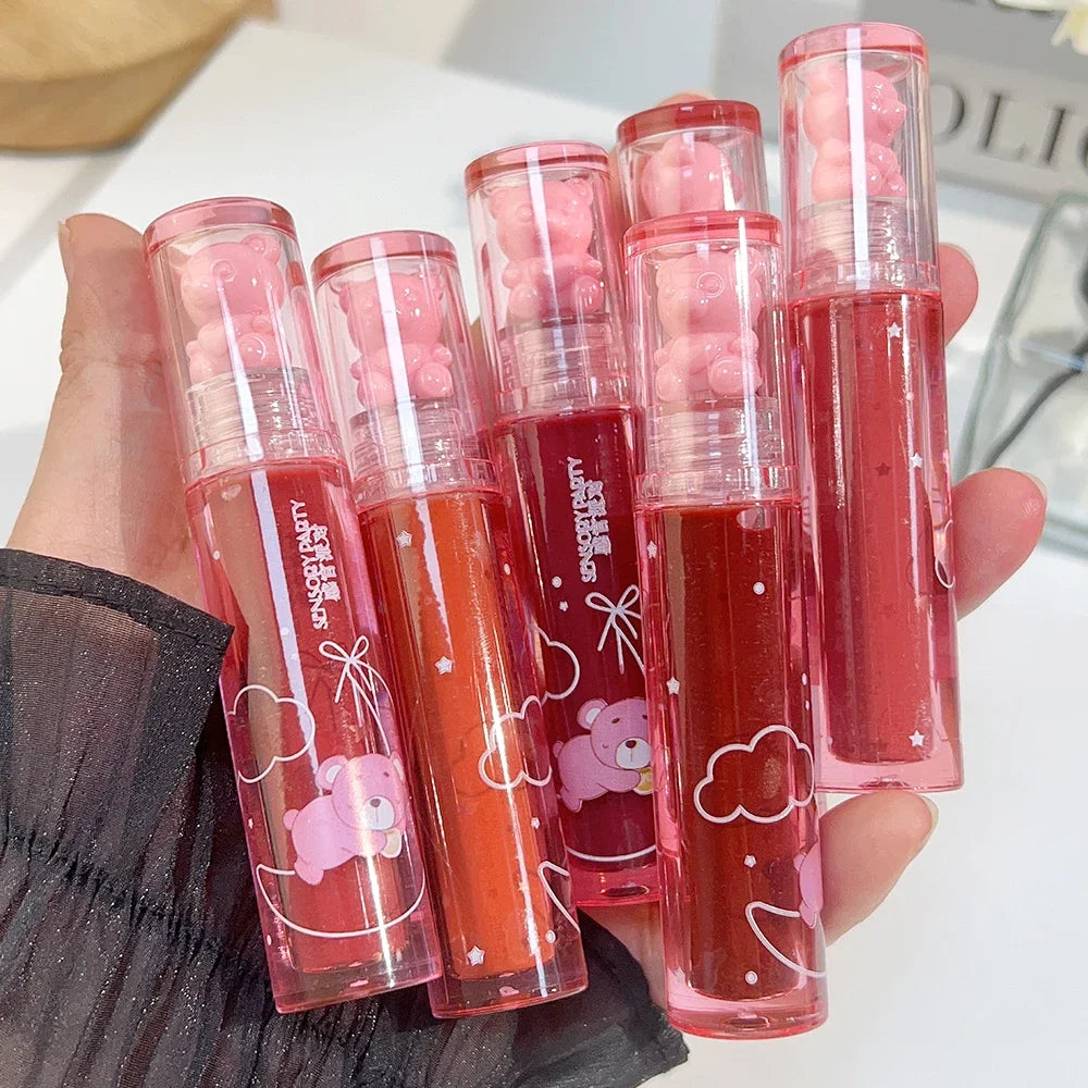 Cute Pink Bear Water Light Lip Gloss
